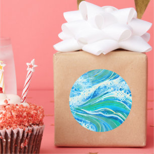 Blue Water Ocean Sea Waves   Classic Round Sticker