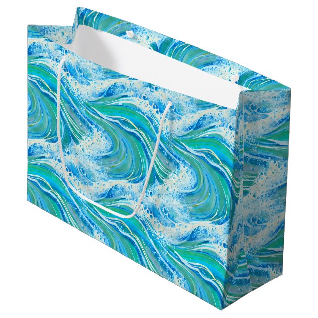 Blue Water Ocean Sea Waves   Large Gift Bag (Front Angled)