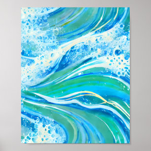 Blue Water Ocean Sea Waves   Poster