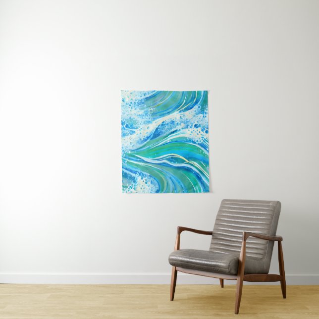 Blue Water Ocean Sea Waves   Tapestry (In Situ)