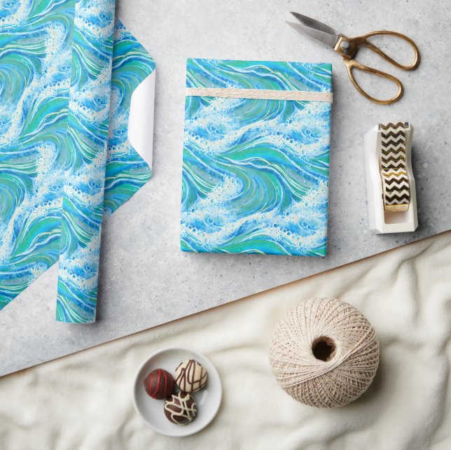 Blue Water Ocean Sea Waves   Wrapping Paper (Crafts)
