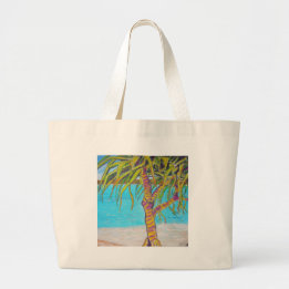 Blue Water Pandanas Large Tote Bag