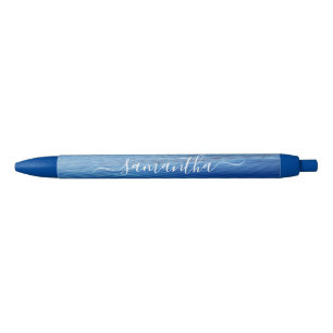 Blue Water Photo Girly Signature Name Ink Pen