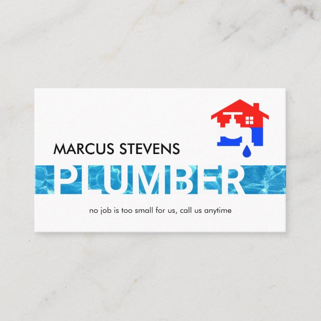Blue Water Plumber Reflection Layer Business Card (Front)