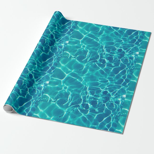Blue Water Ripples Wrapping Paper (Unrolled)