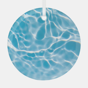 Blue water surface, nature abstract glass ornament