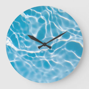 Blue water surface, nature abstract large clock