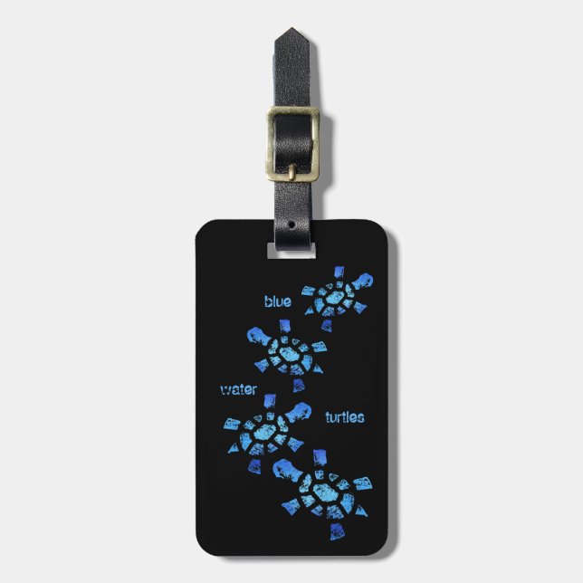 Blue Water Turtles Luggage Tag (Front Vertical)
