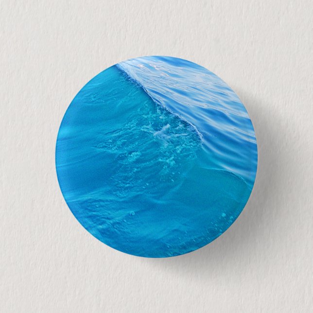 Blue water wave 1 inch round button (Front)