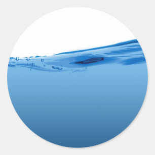 Blue water wave classic round sticker