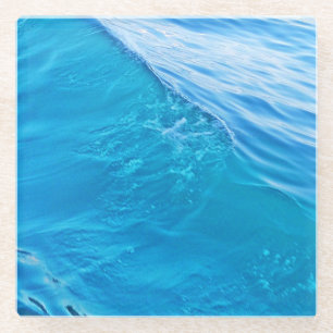 Blue water wave glass coaster