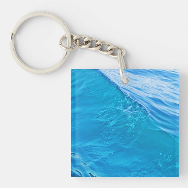 Blue water wave keychain (Front)