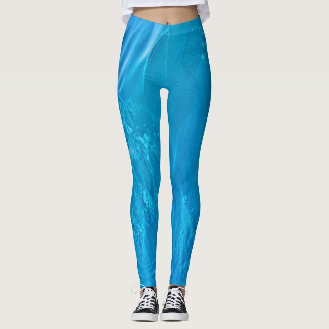 Blue water wave leggings (Front)