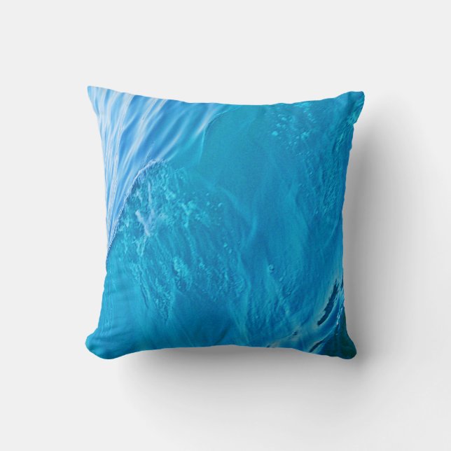 Blue water wave throw pillow (Front)