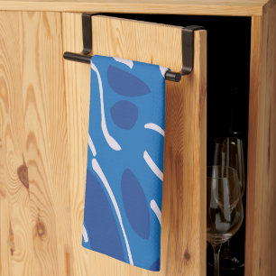 Blue Water Waves Abstract Pattern Kitchen Towel