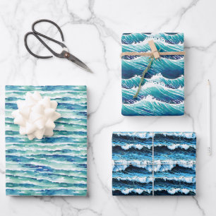 Blue Water/Waves Patterns Wrapping Sheets