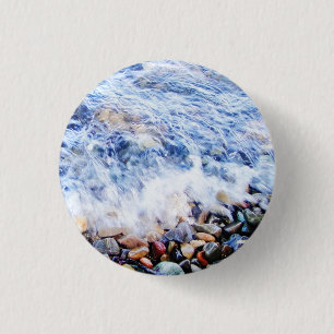 Blue water waving 1 inch round button