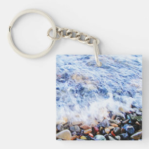 Blue water waving keychain