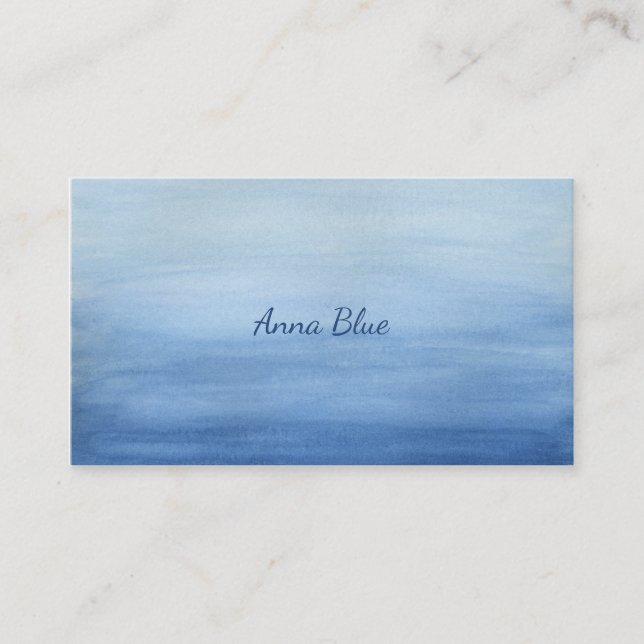 Blue Watercolor Abstract Gradient Shades of Blue Business Card (Front)