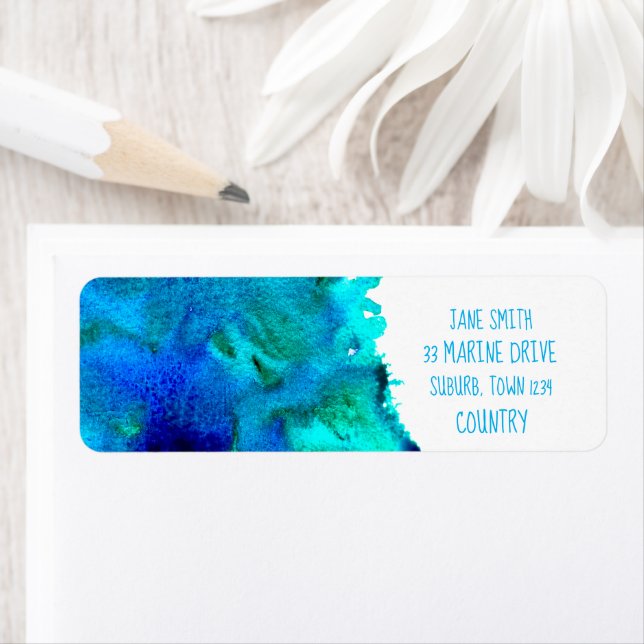 Blue watercolor abstract ocean design (Insitu)