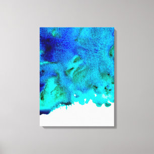 Blue watercolor abstract ocean design canvas print