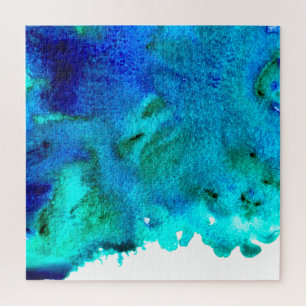 Blue watercolor abstract ocean design jigsaw puzzle