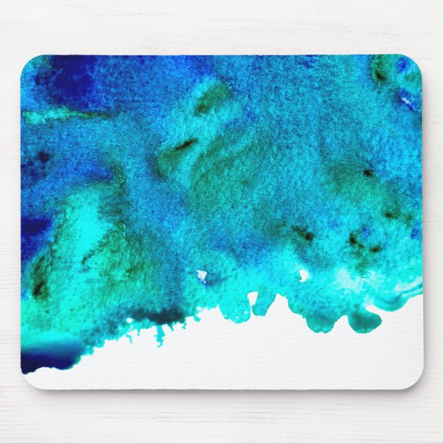 Blue watercolor abstract ocean design mouse pad (Front)