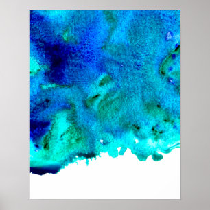 Blue watercolor abstract ocean design poster