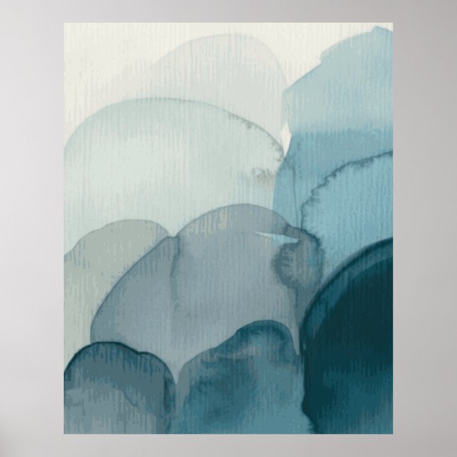 Blue Watercolor Abstract Poster (Front)