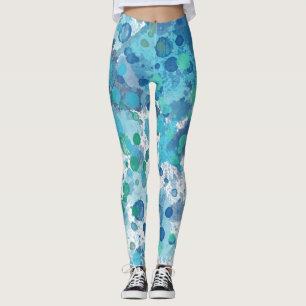 Blue Watercolor Abstract Splats Leggings