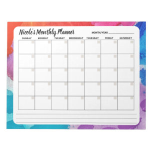 Blue Watercolor Abstract Weekly To Do List Notepad