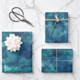 Blue Watercolor Abstraction  Wrapping Paper Sheet