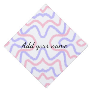 Blue watercolor add name text message here lines graduation cap topper