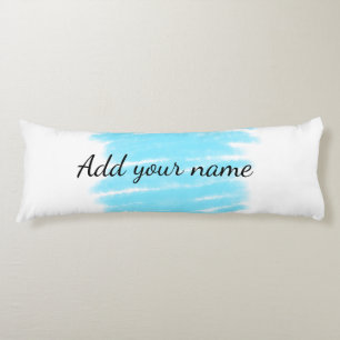 Blue watercolor add name text message here throw  body pillow