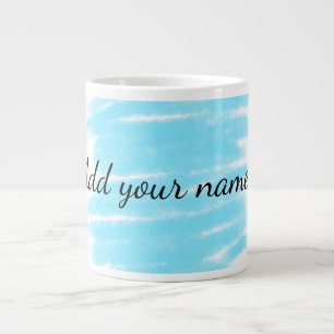 Blue watercolor add name text message here throw  large coffee mug