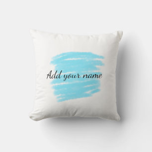 Blue watercolor add name text message here throw pillow