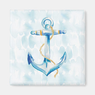 Blue Watercolor Anchor Magnet