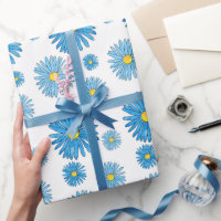 Blue Watercolor and Pen Asters Garland Pattern