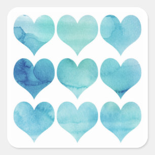 Blue Watercolor Arts for Hearts Heart Health Clipa Square Sticker