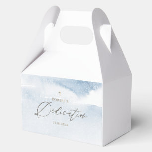 Blue Watercolor Baby Boy Dedication Favor Box