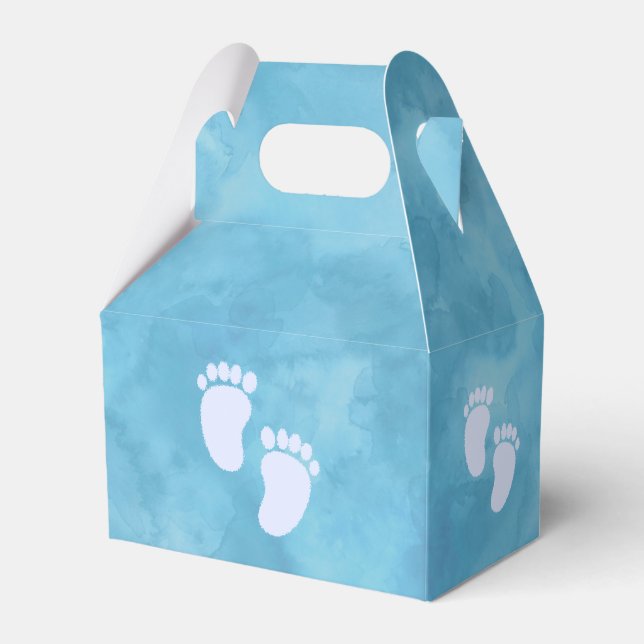 Blue Watercolor Baby Shower Custom Favor Box (Front Side)