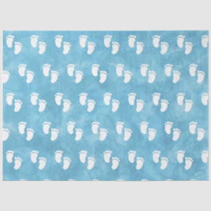 Blue Watercolor Baby Shower Footprint Pattern Tissue Paper