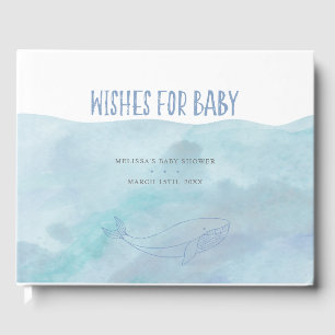 Blue Watercolor Baby Shower   Nautical Guest Book