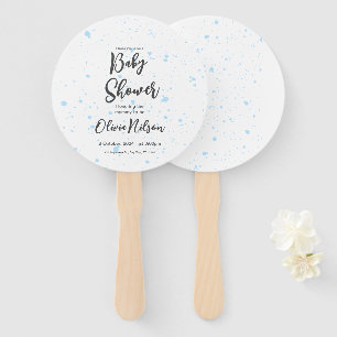 Blue Watercolor Baby Shower, Oh Boy Baby Shower Hand Fan