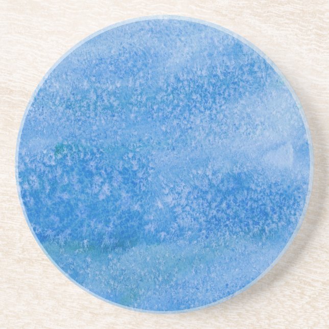 Blue Watercolor Background Coaster (Front)