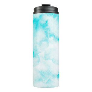 Blue watercolor background thermal tumbler