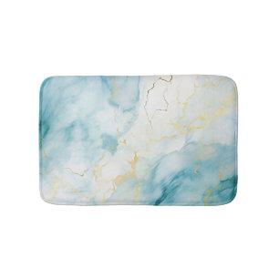 Blue watercolor bath mat