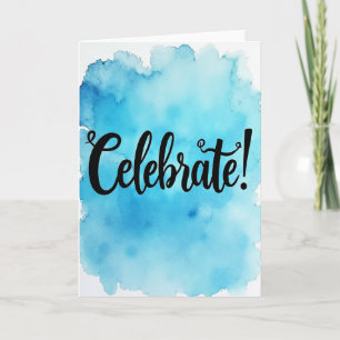 Blue Watercolor Birthday Card