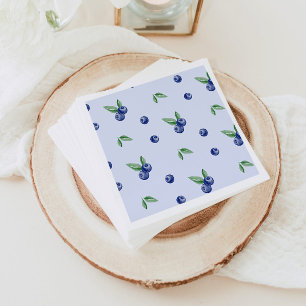 Blue Watercolor blueberry berry sweet birthday  Napkin
