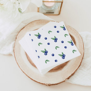 Blue Watercolor blueberry berry sweet birthday Napkin
